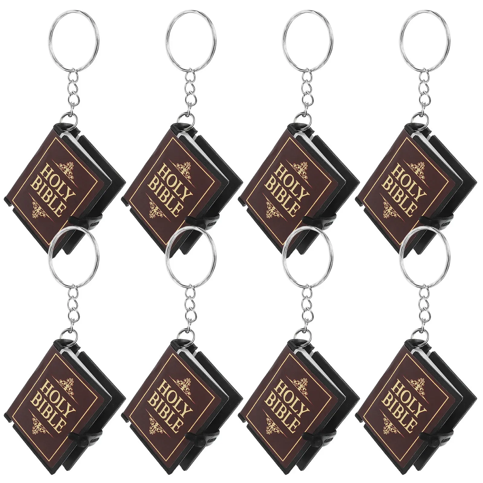 8Pcs Mini Bible Keychain Metal Book Pendant Religious Gifts Bag Pendant Backpack Ornament Sunday Gift Mini Bible Keychain