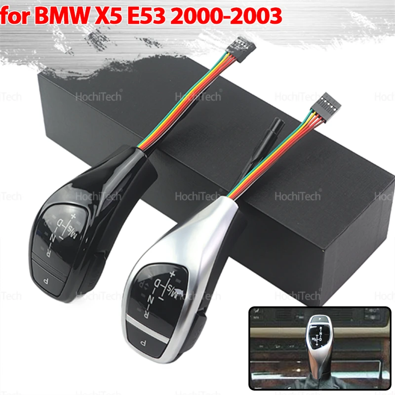 

LED Car Styling for BMW X5 E53 3.0i 4.4i 4.6is 4.8is 3.0d 2000-2003 PU Leather Sliver Electronic Automatic Gear Shift Handle