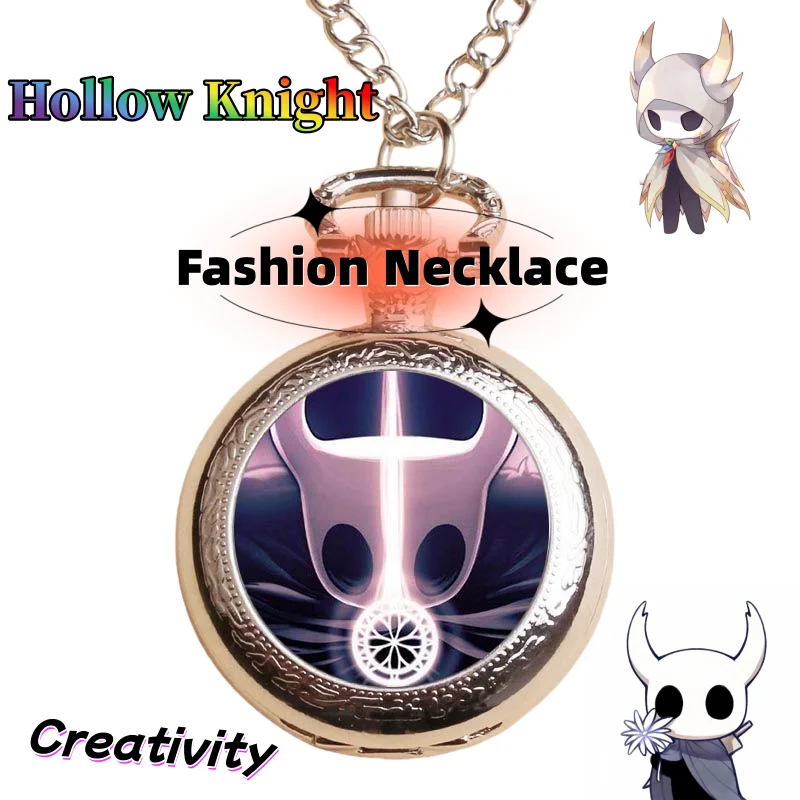 

Часы с ожерельем Hollow Knight, милые персонализированные креативные студенческие светящиеся карманные часы с героями мультфильмов, подарок на день рождения для мальчиков и девочек