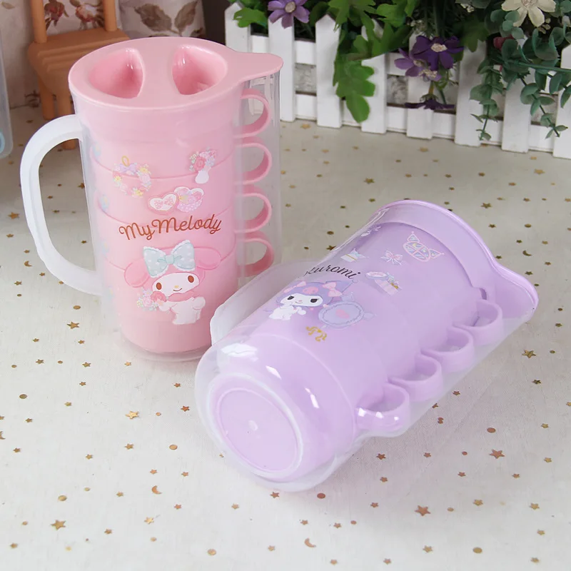 سانريو زجاجة ماء بارد 5 قطع مجموعة غلاية غرفة المعيشة المنزلي كورومي هالو كيتي كوب ماء إبريق ماء إبريق الشاي