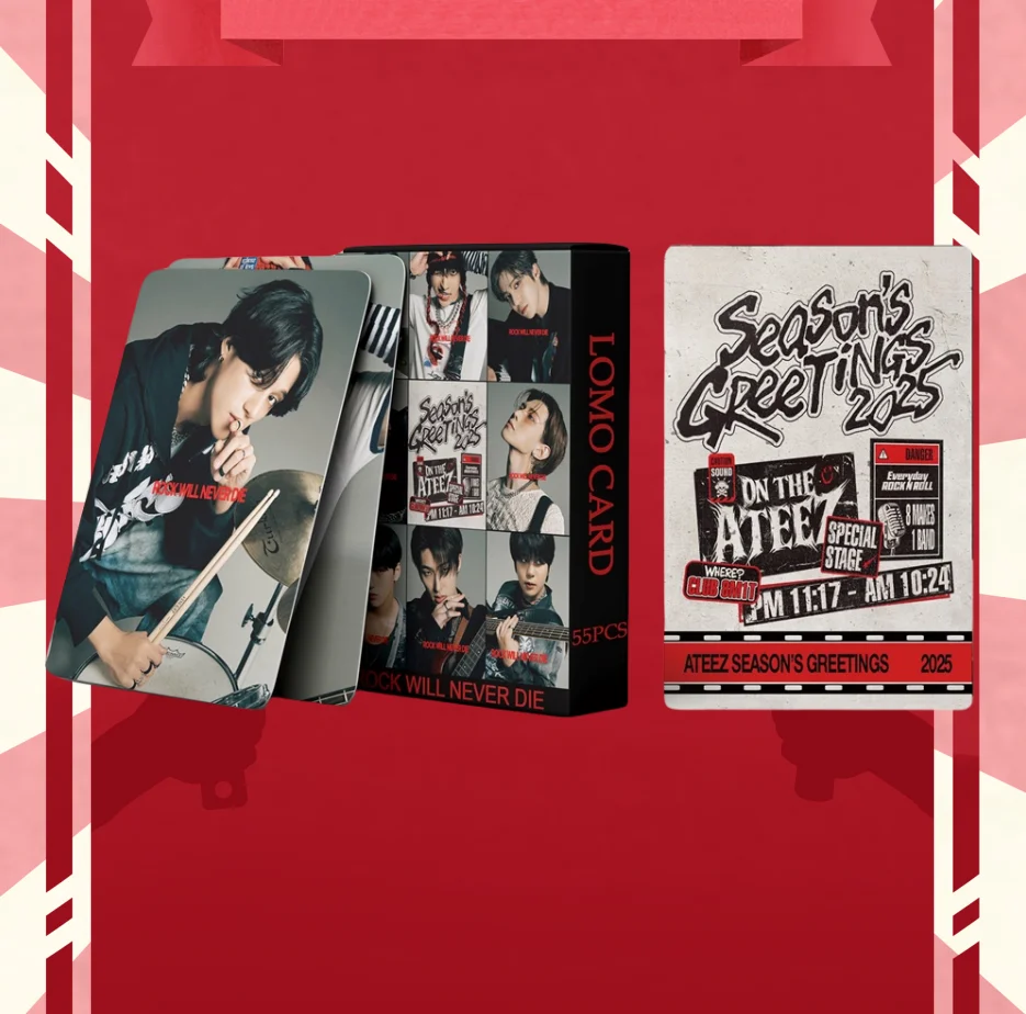 

Kpop ATEEZ 55PCS 2025 SEASON’S GREETINGS Small Cards Hongjoong Seonghwa Yunho Yeosang San Wooyoung MINGI Fans Gifts Collection