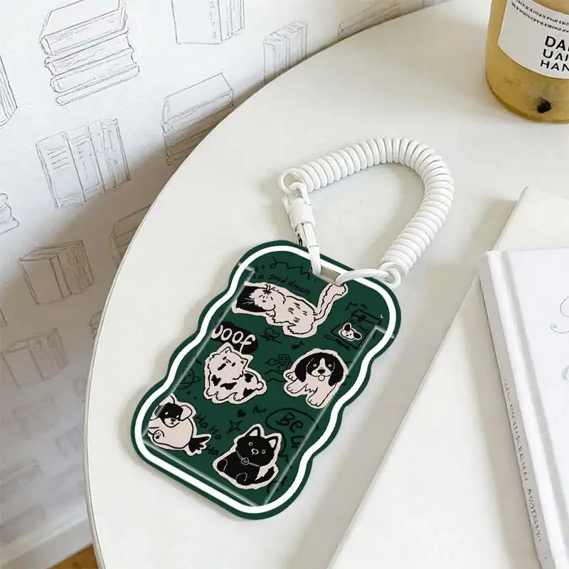 Card Protection Cover for Student Bus/Meal Card Protection Case Kpop Photocard Holder Photo Protector Stretchable Spring Cord