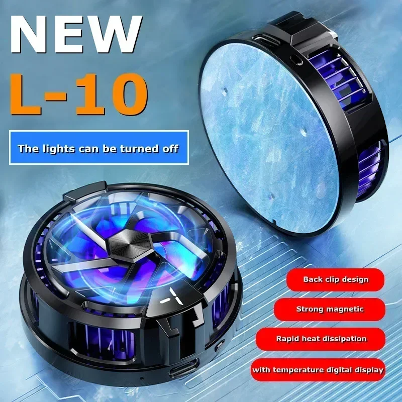 L10 Mobile Phone Semiconductor Back-clip/ Magnetic 2 in 1 Cooling Fan Radiator with RGB Light for IPhone Android Cool Heat Sink