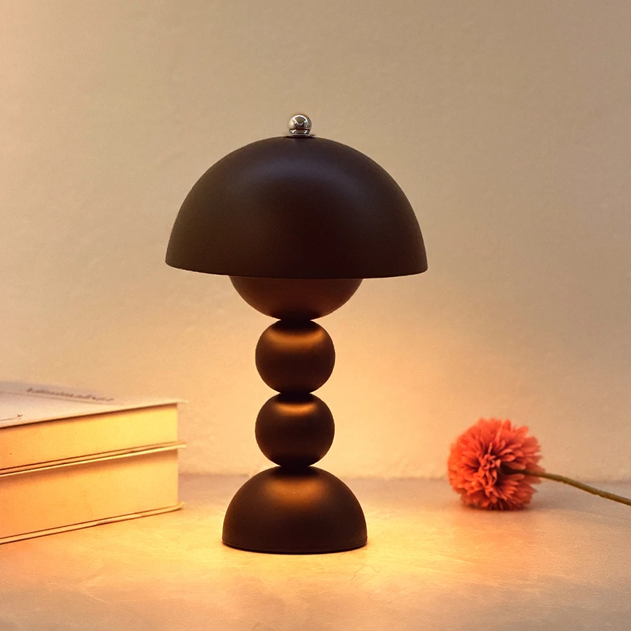 1 Stück Vintage Perlen-Pilz-Nachttischlampe, 3-Farben-Temperatur-Touch-LED-Licht, USB-betrieben, Schlafzimmerdekoration zum Verschenken – Detail 6