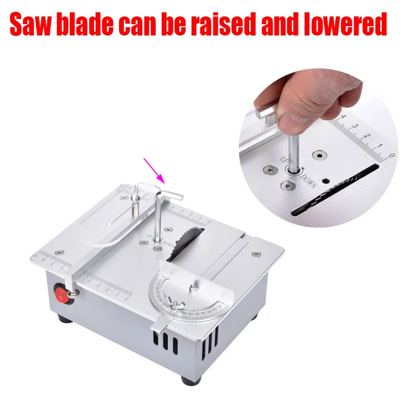 Mini Table Saw Woodworking Electric Small Bench Saw Handmade DIY Hobby Model Crafts Cutting Tool 775 Motor 96W 63mm HSS Blade