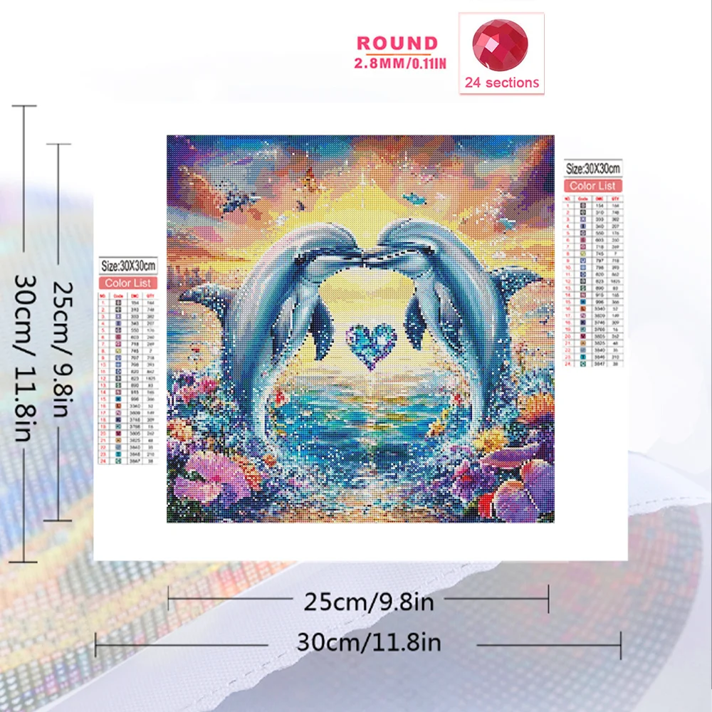 Momoart New Arrival Diamond Painting Dolphin Animal Wall Decor DIY Embroidery Kits Mosaic Sunset Handmade Hobby