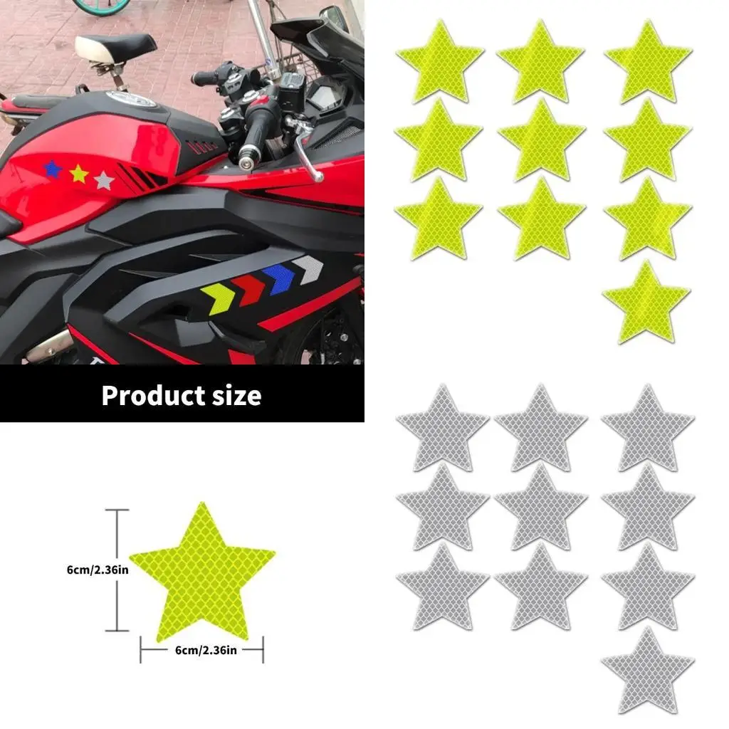 

02DE 10pcs Reflective Star Decals Warning Tapes for Motorcycle Car Truck Bike Nighttime Safety Stickers with Easy Application