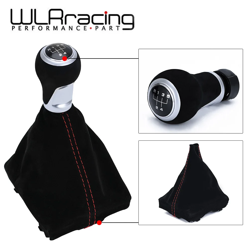 

5 Speed Manual MT Gear Shift Knob With Gaiter Boot Dust Cover Black Suede For 07-15 Audi A4 B8 Q5 S Line VW Golf 5 6 MK5 MK6