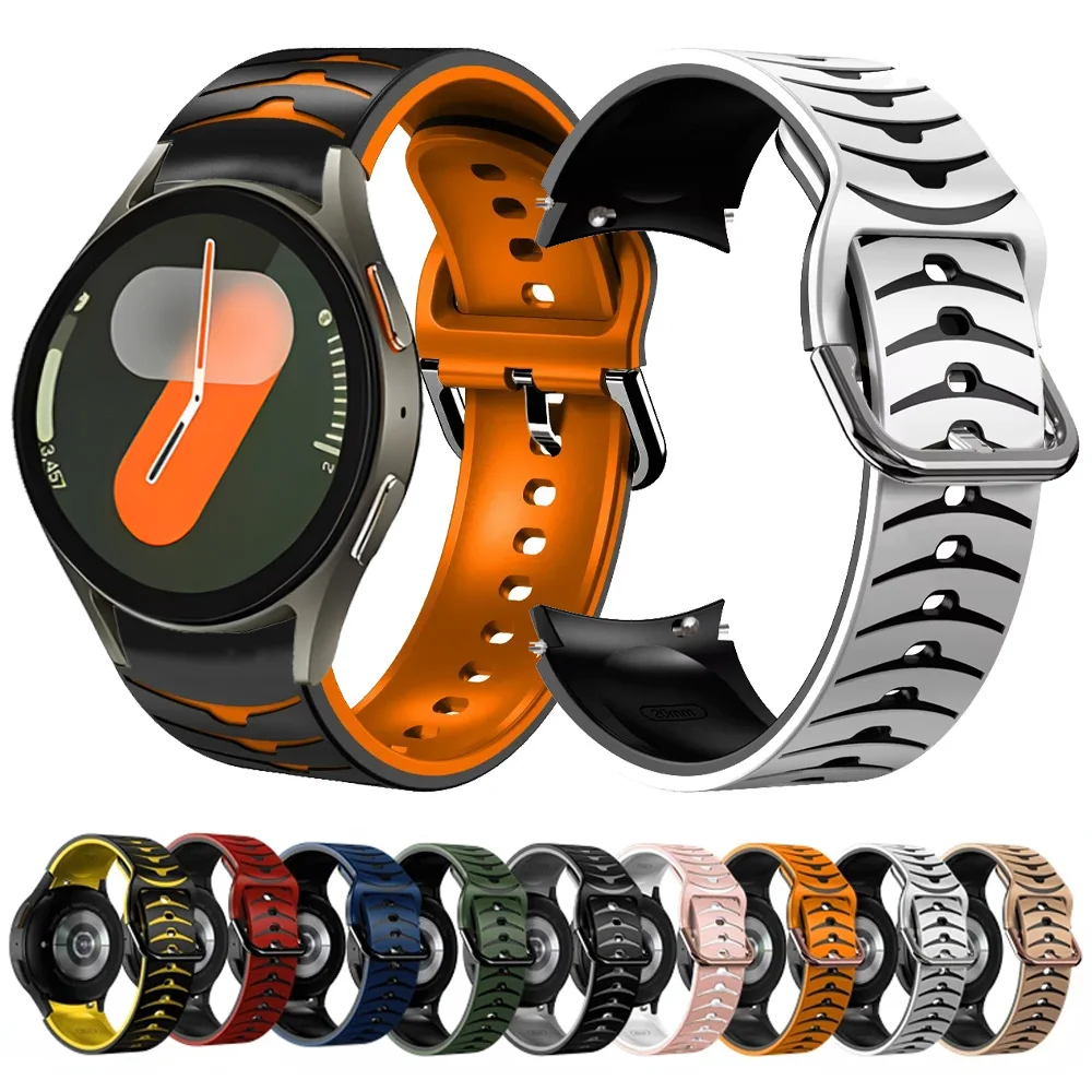 No Gap Sport Silikonarmband für Samsung Galaxy Watch 7/6/5/4 40mm 44mm Zweifarbiges Armband 6 Classic 47/43mm 5 Pro 45mm