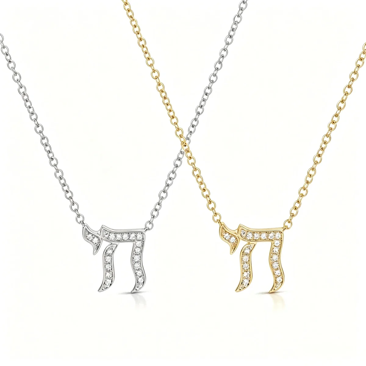 Baguette CZ Hebrew Chai Necklace/Earrings for Women Jewish Amulet Gold Silver Color Fashion Religious Jewelry Gift Daily Wear