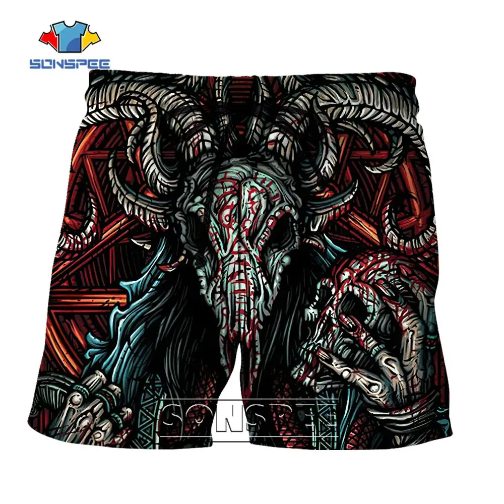 

SONSPEE Horror Region Abyss Demon Satan Shorts Cool Novel Design Custom Panties Hip Hop Personality Sports Fitness Short Pants