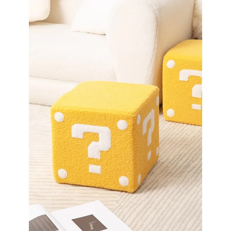 

Small Stool Chair Shoe Changing Stool Cute Fabric Square Stool Sofa Low Soft Seat Plush Bench Sitting