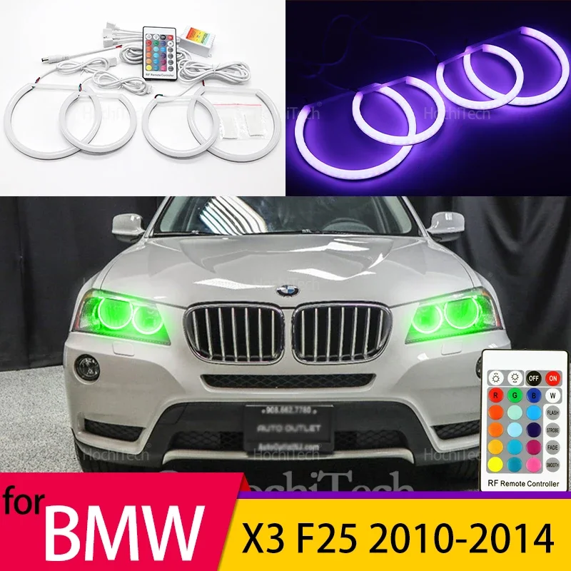 

For BMW X3 F25 2010-2014 Halogen Hendlight Cotton RGB Angel Eyes DRL Kit, 16 Colors, 4 Dynamic Modes, Brightness Adjustment