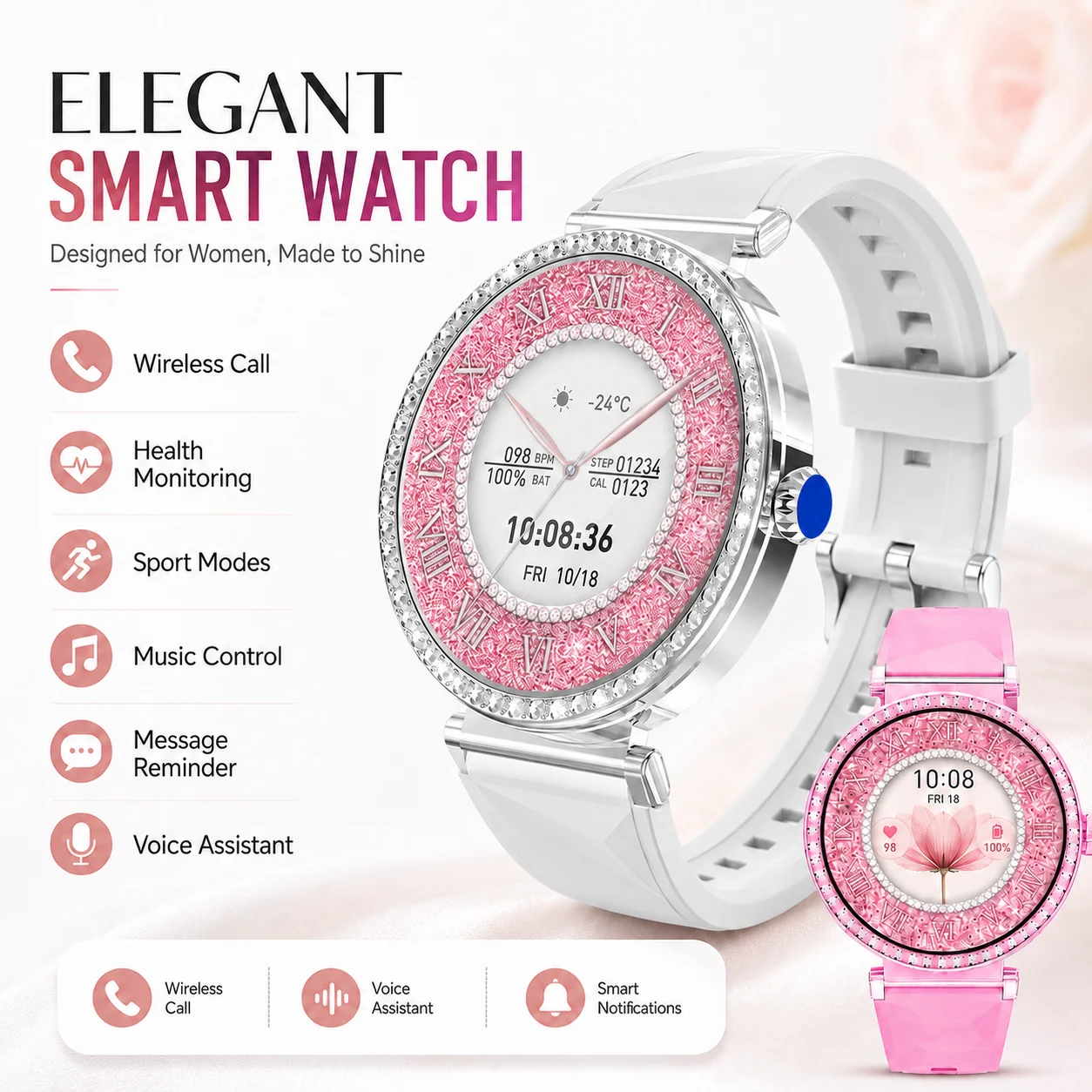 Smartwatch Nexus - LAXASFIT Smart Watch for Women Rhinestone
