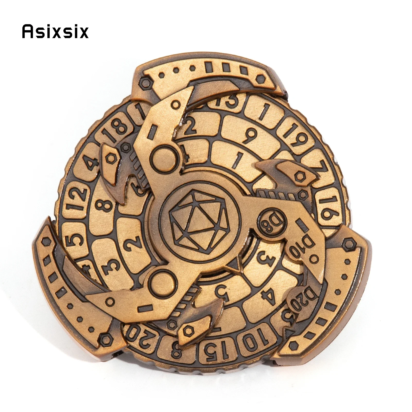 

Copper Black Mechanical Style A Spinning Wheel Toy with Dice for A Multiplayer Rotation Game, Featuring A Dice Scoring System