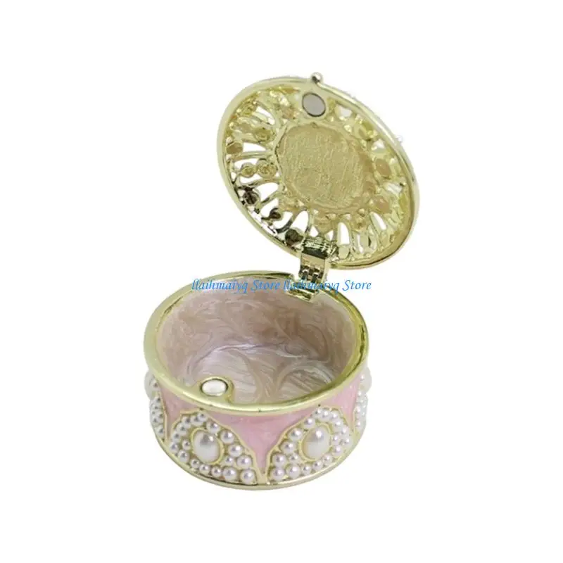 573B Delicate Jewelry Organizers Pearls Themed Alloy Texture Jewelry Storage Case