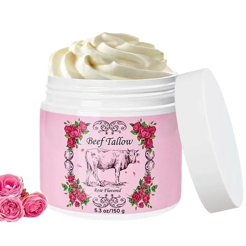 

150g Whipped Beef Tallow Cream Rose Flavored Hydration Repair Firming Cream Moisturizing Beef Tallow Face Cream Face Moisturizer