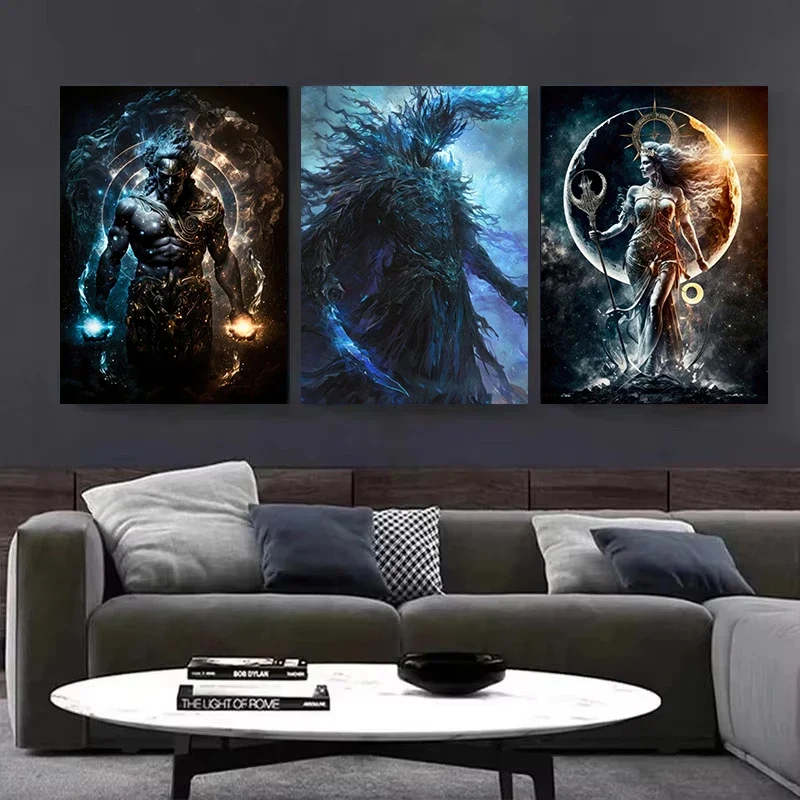 الخيال اليوناني الأساطير الفن أبولو أثينا هيستيا زيوس المشارك جميلة مثير آلهة جدار صورة يطبع قماش ديكور المنزل الحديث