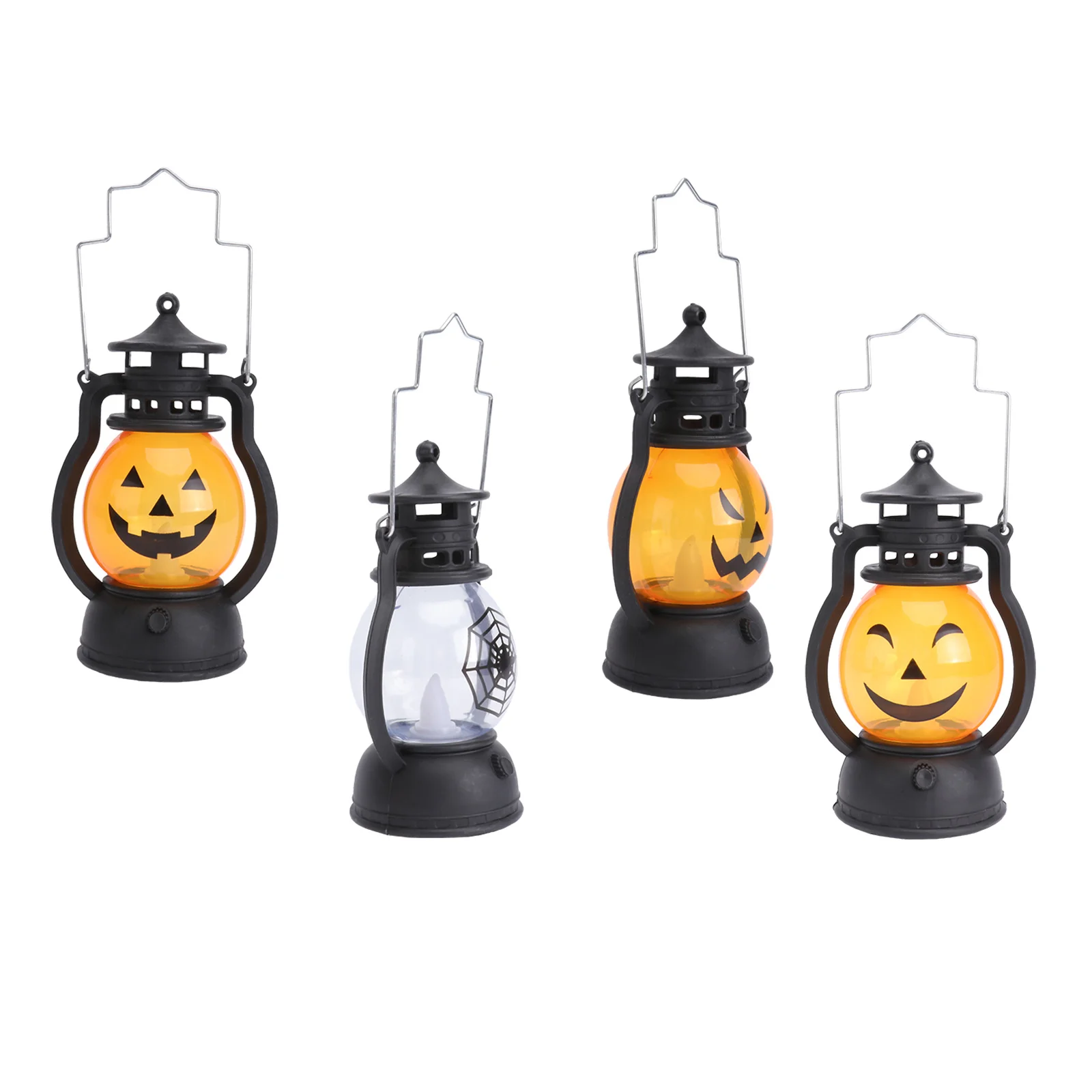 4Pcs Halloween Pumpkin Lamp Retro LED Handheld Light Party Decoration Photo Prop Halloween Pumpkin Lamp