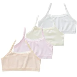 4-Piece Children Vest Underwear Cotton Girl's Training Bra Soft Puberty Girls Sport Brassiere Solid Kids Girl Tank Top