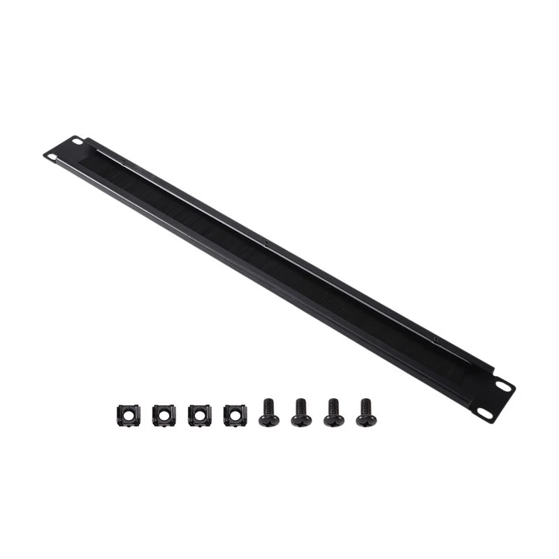 【A17Z】Steel Cable Management Brush Panel Black Cable Organizer Cable Management Brush Panel For 19 Inch Rack Patch Panel System