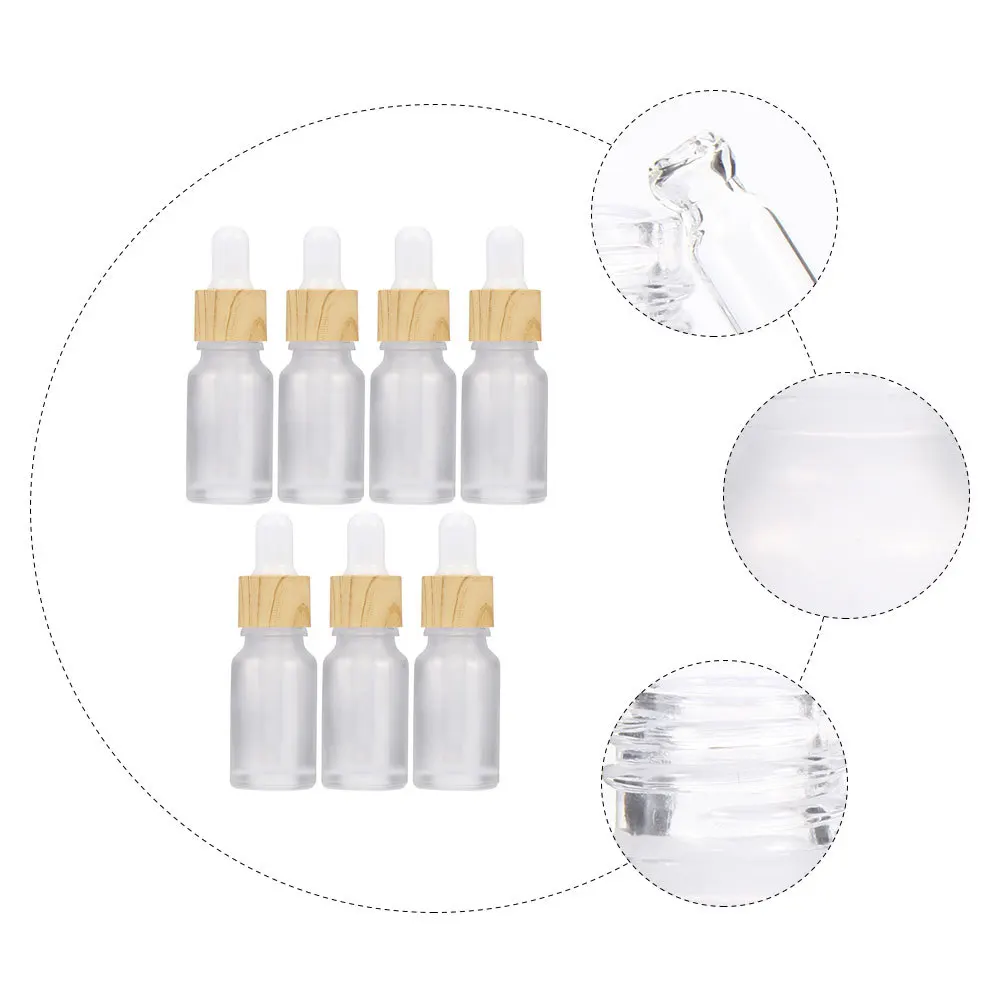 

7 Pcs Travel Size Essential Oil Bottle Refillable Glass Frosting Dropper Bottles