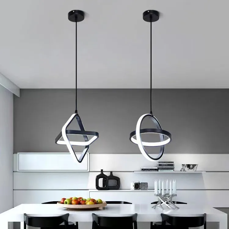 Modern LED Pendant Light Black White Hanging Light for Dining Room Bedroom Bedside Dining Table Kitchen Island