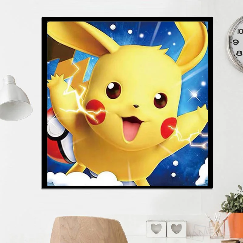 

5D Full Drill Sticking Embroider DIY Cartoon Role Pikachu Drill Stone Draw Multi-size Decoration Draw Handiwork Material Pack