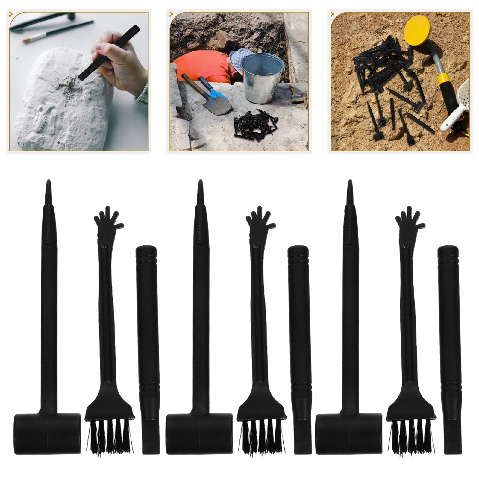 

10 Sets Archaeological Excavation Tools Hammer Educational Digging Kit Black Child