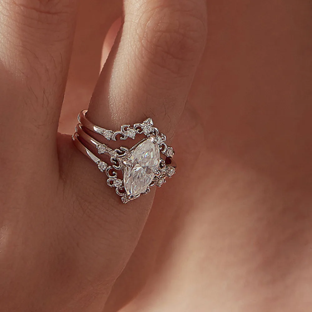 TY 2 Carat Pear-Shaped Moissanite Sparkle Ring S925 Sterling Silver Vintage-Style Diamond Ring For Women Fine Jewelry