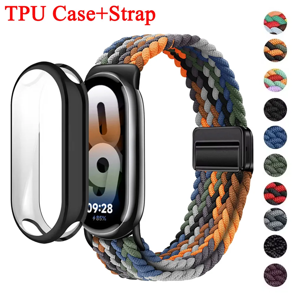 TPU-Hülle + Armband für Xiaomi Mi Band 10 9 Zubehör Ersatzgürtel Magnetisches geflochtenes Armband Mi Band 9/Mi Band 10 Armband