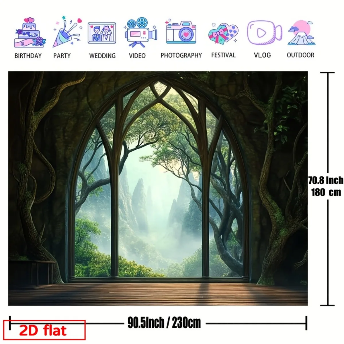 Ethereal Forest Tapestry Wall Hanging Art Fantasy Nature Jungle Landscape Window Arch Decor Print Bohemian Boho Style Tapestry