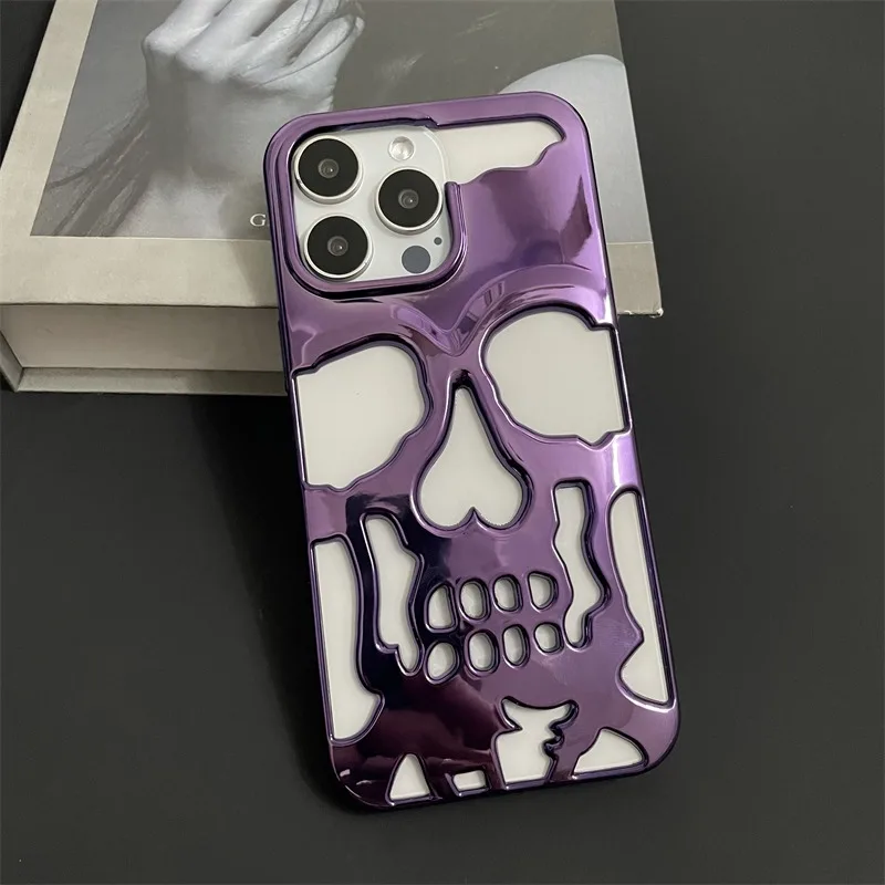 Coole Hohlraum-Wärmeableitungs-Handyhülle mit Totenkopf-Ghostface-Plattierung für iPhone 18 17 16 Pro Max 15 14 13, modische, schlanke Hülle – Detail 10