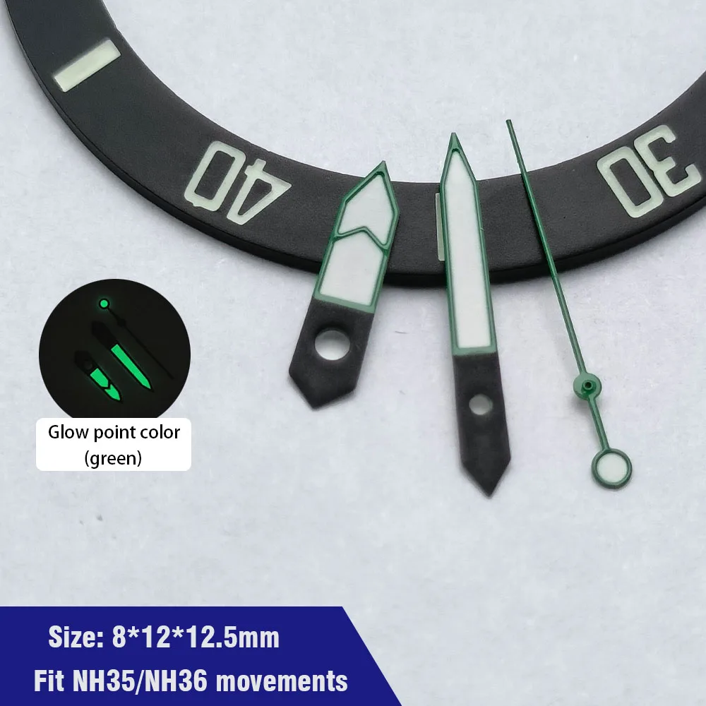 Watch Accessories Pointer NH35 NH36 sport watch Hands Green Super Luminous Suitable For NH35 NH36 Movement