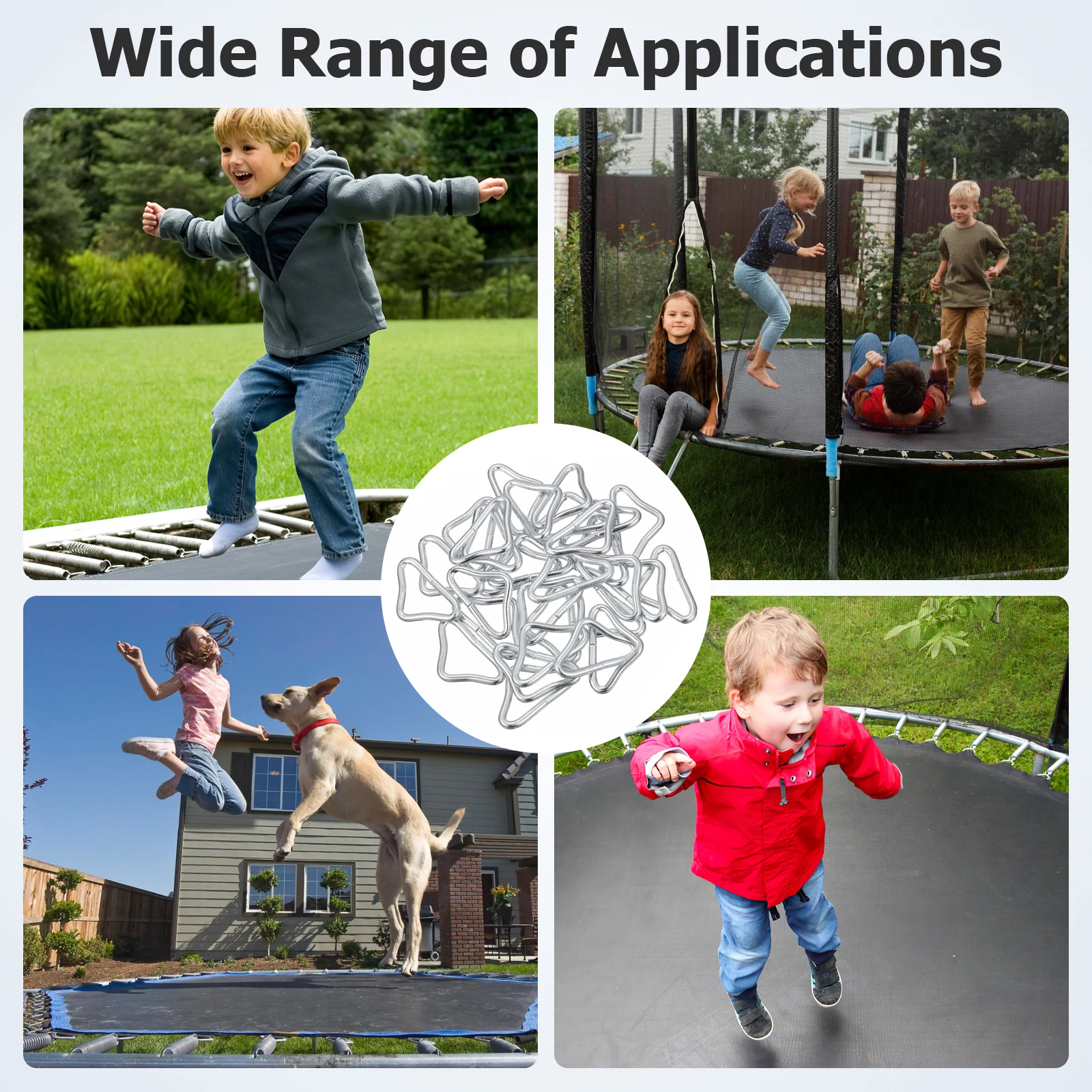 

30Pcs Trampoline Triangle Ring Buckles Metal Galvanized Steel Webbing Fixing Replacement Trampoline Parts Accessories