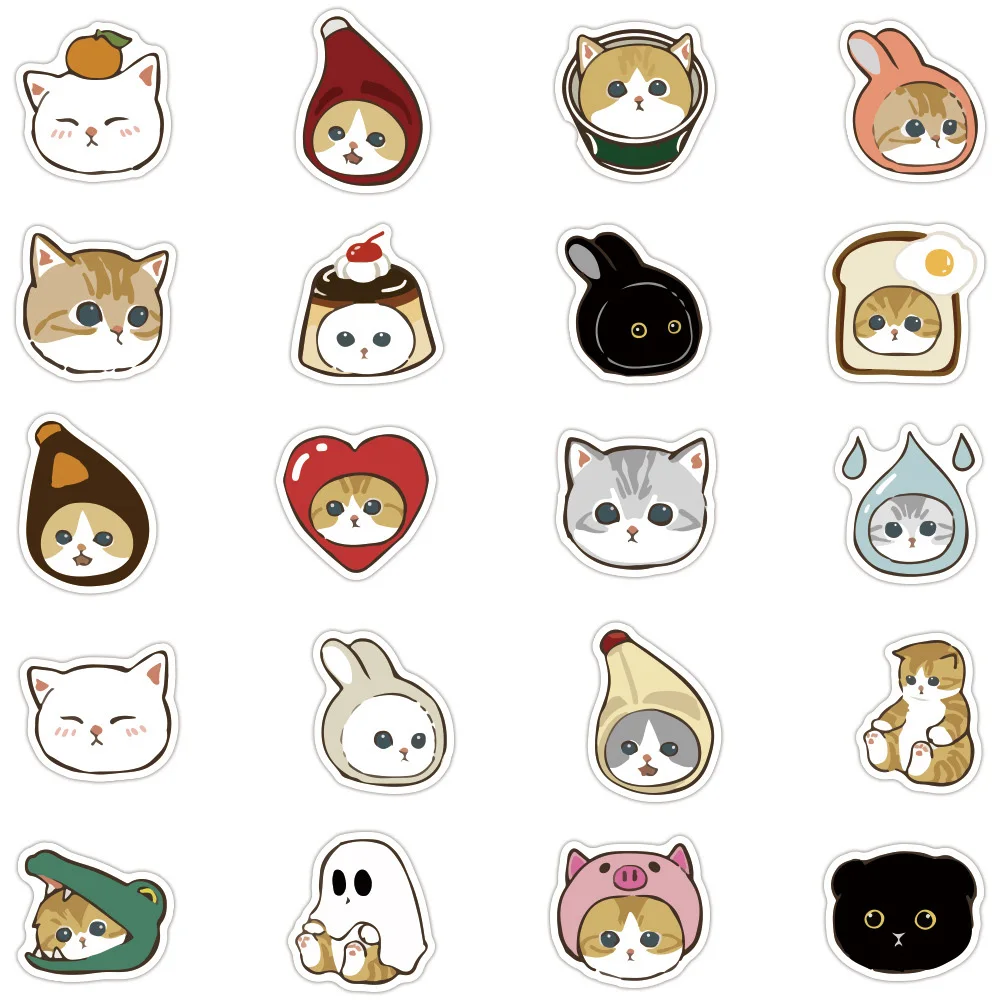 10/20/40pcs Cute Animal Cats Graffiti Stickers Aesthetic Cartoon Decals Kids Toy Diary Scrapbook Laptop Phone DIY Kawaii Sticker