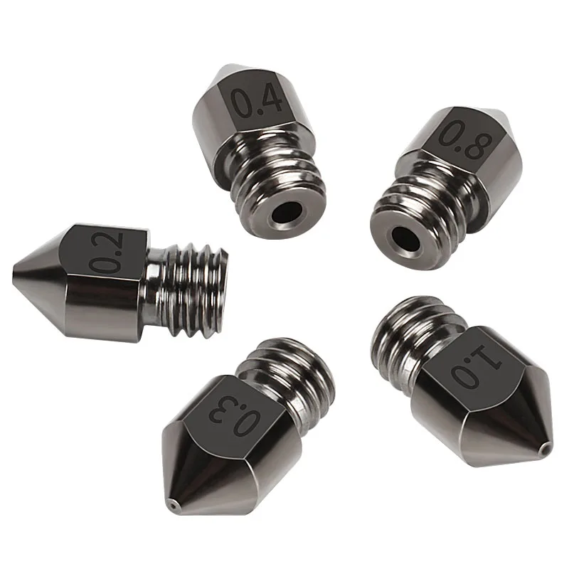 Super Hardened Steel Nozzle MK8 5Pcs/Lots Hard Reprap 1.75mm 0.2/0.3/0.4/0.5 /0.6/0.8/1.0mm for 3D Printers Hotend CR10 Ender3