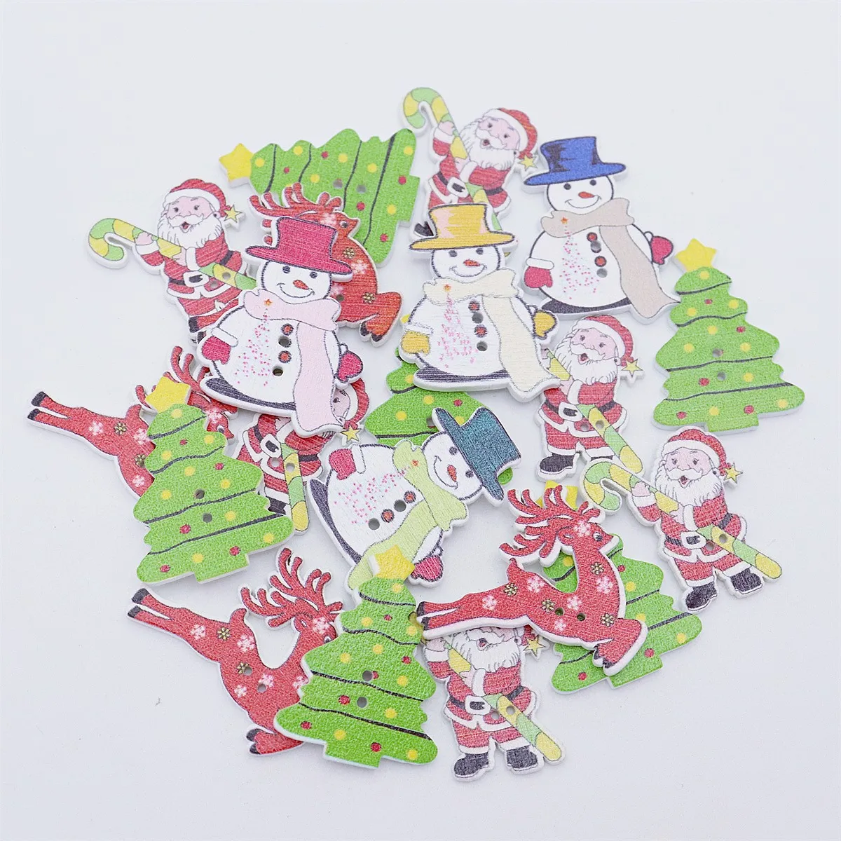 50 pz personaggio in legno bottoni natalizi fiocco di neve babbo natale pupazzo di neve albero di natale fantasia cucito fai da te Scrapbooking