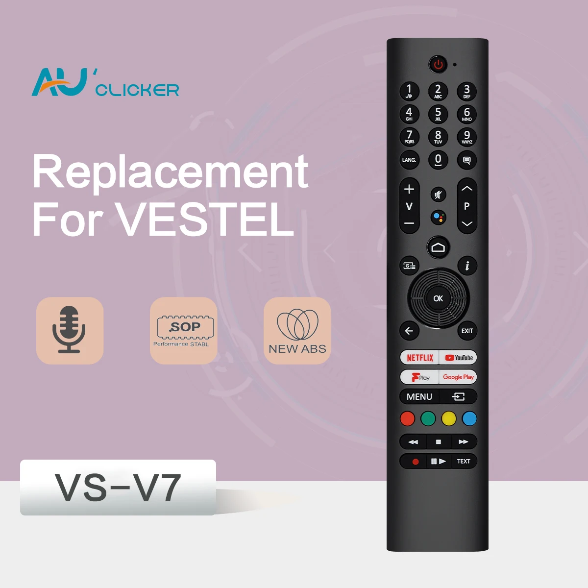 

Замена голосового пульта дистанционного управления VS-V7 для телевизоров Vestel Smart LED/LCD с кнопкой функции канала работает с серийными дюймовыми моделями