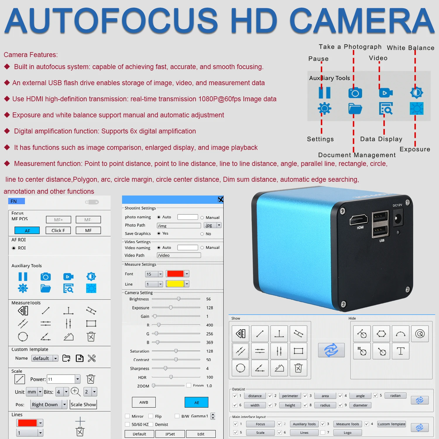 KOPPACE 14X-104X Auto Focus กล้องจุลทรรศน์อิเล็กตรอน HDMI HD 2MP อุตสาหกรรมออโต้โฟกัสกล้อง