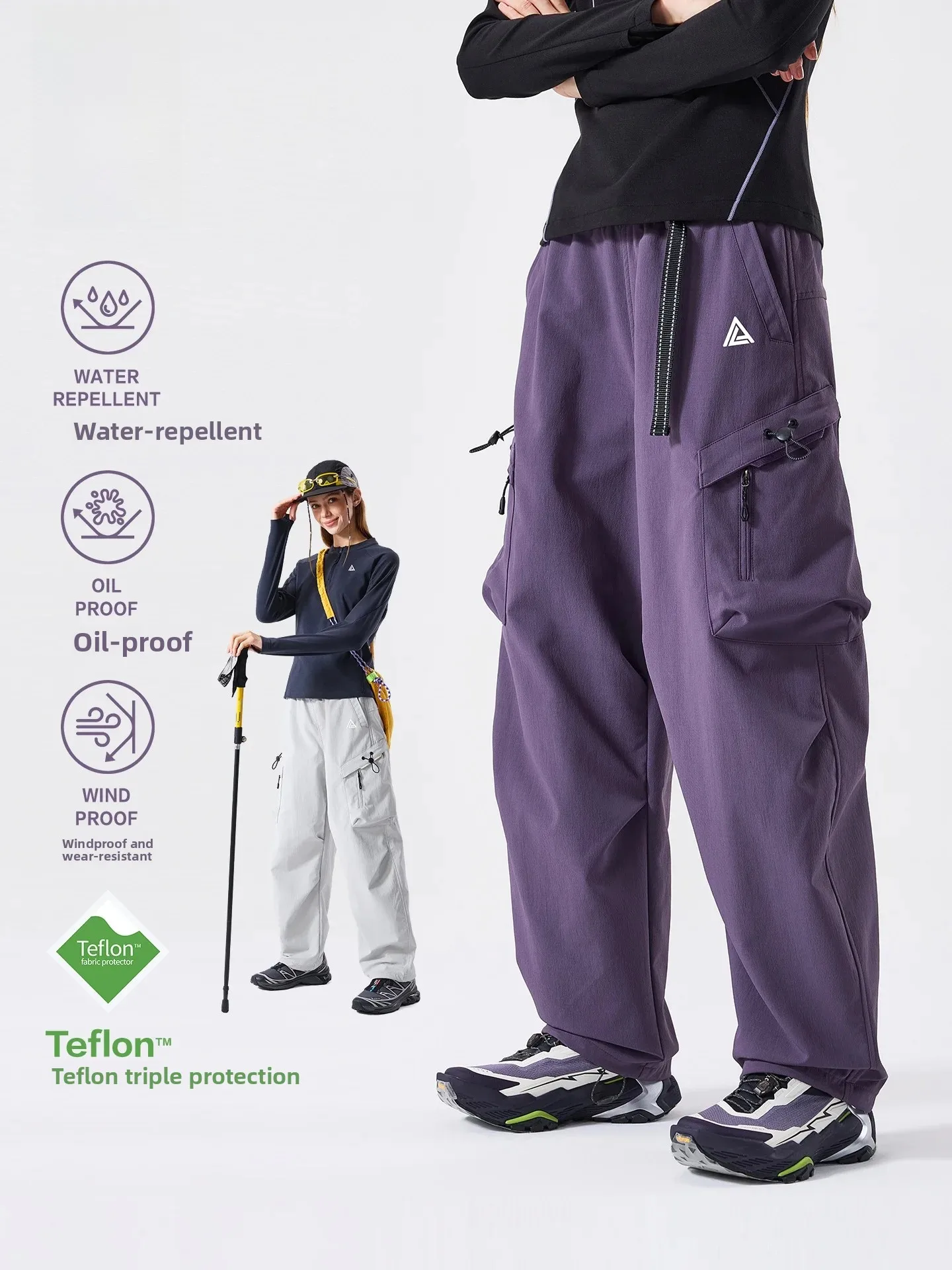 LAZY DAY TFLON Outdoor Waterproof Hiking Pants Women's Lightweight Mountain Climbing Workwear Trousers Oil-resistant Straight...