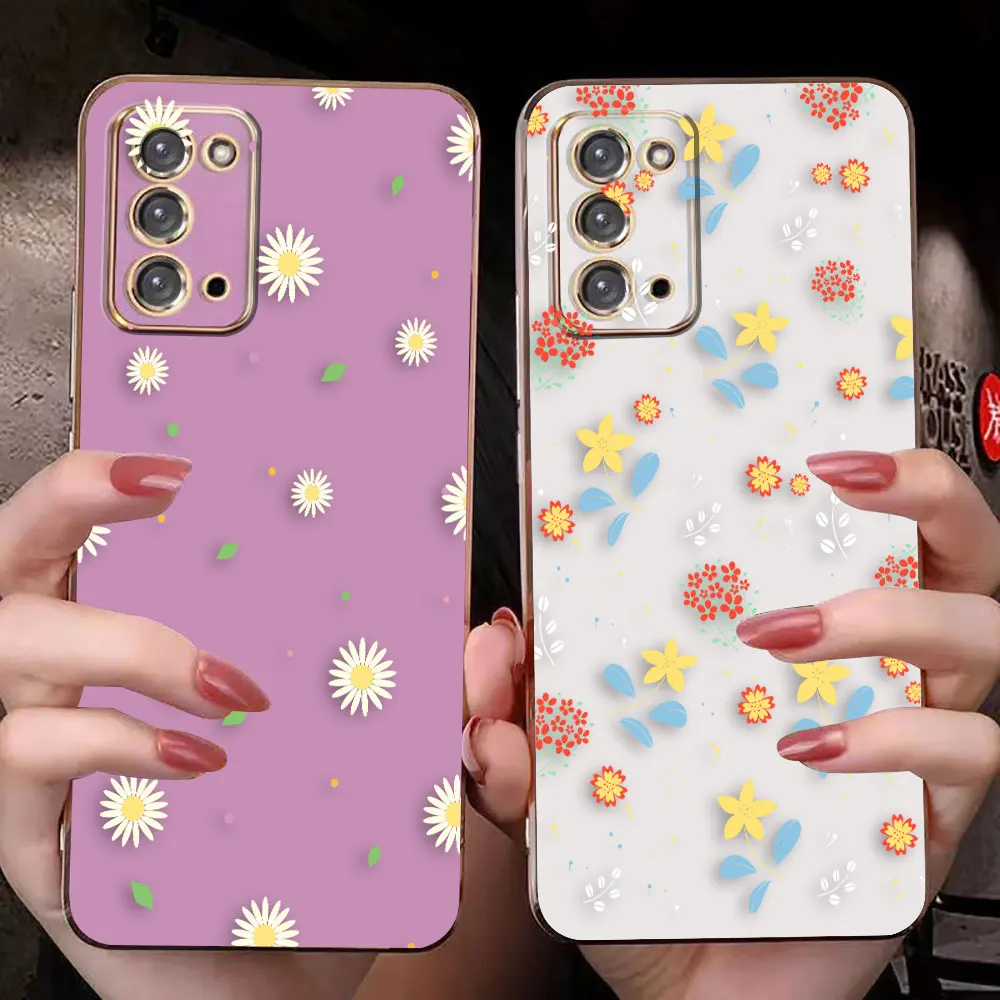 Cover Smooth E-TPU Phone Case For Samsung A03 A04 A05 A10 A50 A70 NOTE 20 10 9 ULTRA 5G Case Beautiful Little Fragmented Flowers