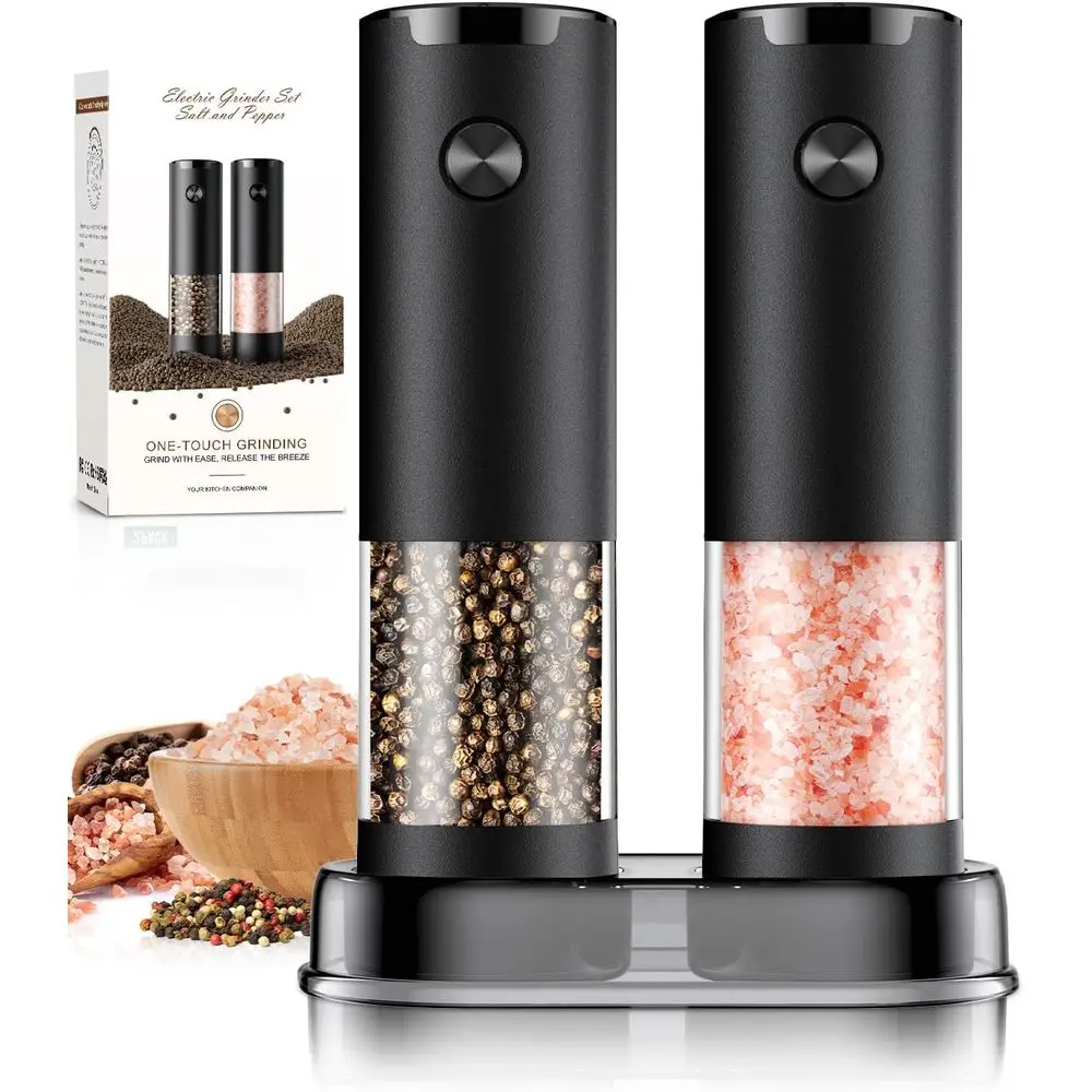 

Automatic Battery-Powered Salt and Pepper Grinders with Adjustable Coarseness, LED Light, Ideal for Kitchen and Home Appliances,