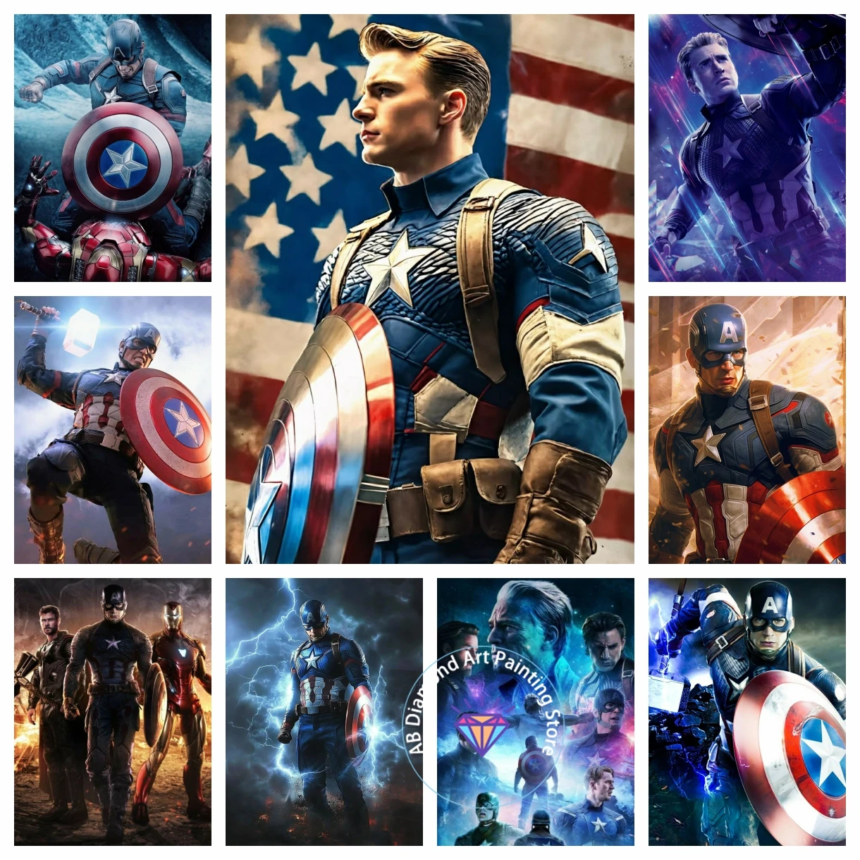 

Captain America Marvel Movie AB Diamond Painting Kit 5D Diamond Embroidery Cross Stitch Handmade Art Gift Crafts Home Decor Gift