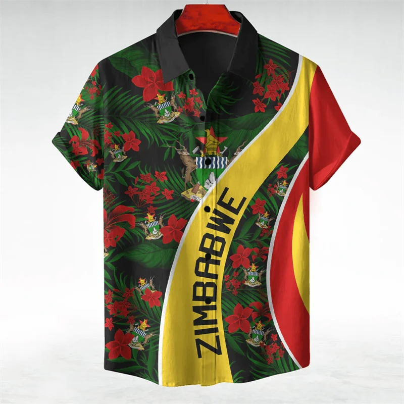 

Zimbabwe Flag Map 3D Printed Short Sleeve Shirts For Men Clothes National Emblem Beach Shirts National Emblem Blouses Male Tops