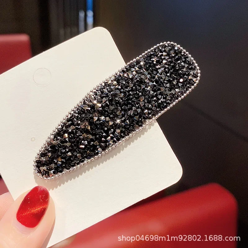 Pasador cuadrado de diamantes de imitación para mujer, pinzas para el cabello con purpurina Simple, organizador de flequillo, accesorios para el