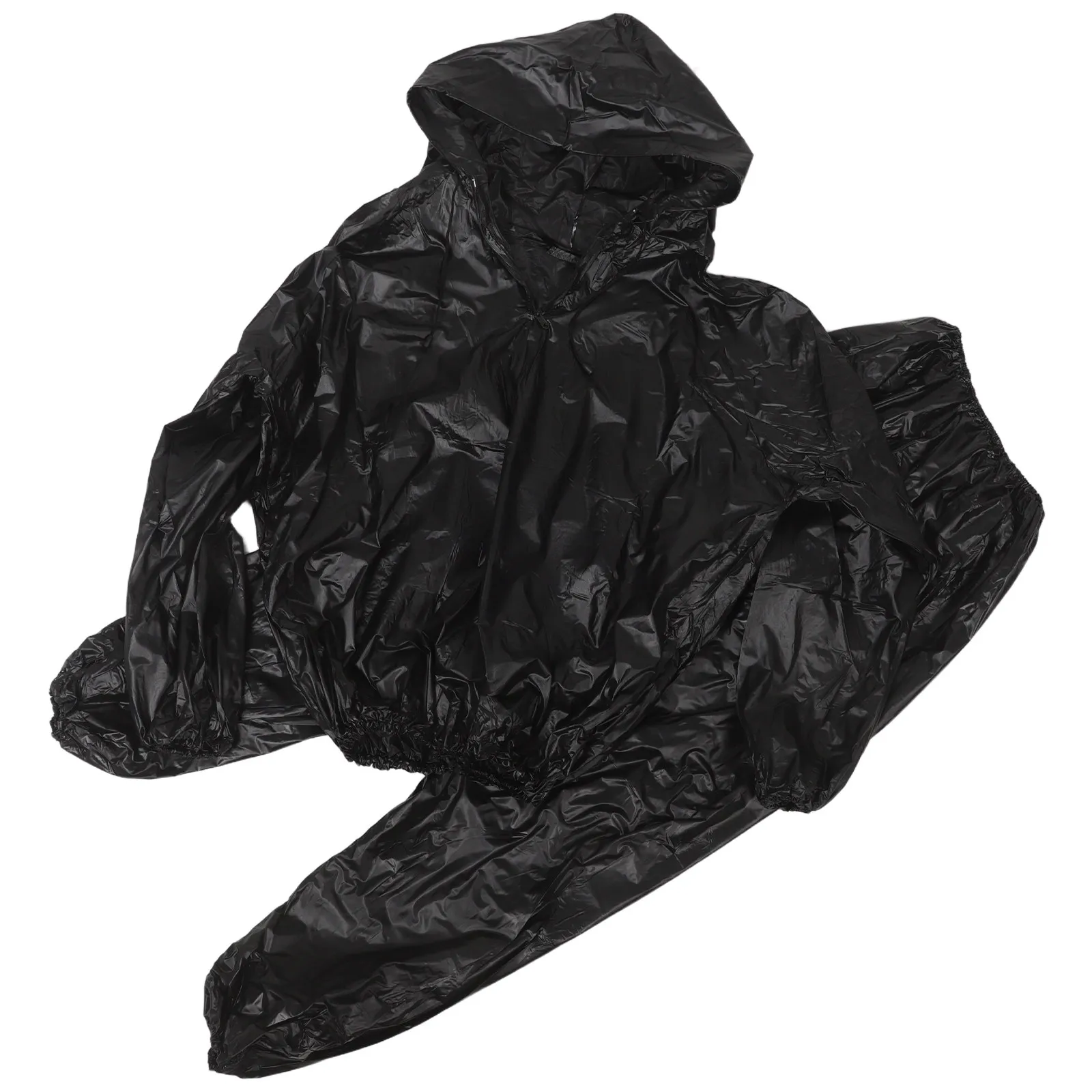 Sauna Sweat Suit Black Xl Hooded Zipper 0.1mm Fitness Exercise Gym Workout Suit Top Pants Men Women Aerobic Sauna Suits Wrap