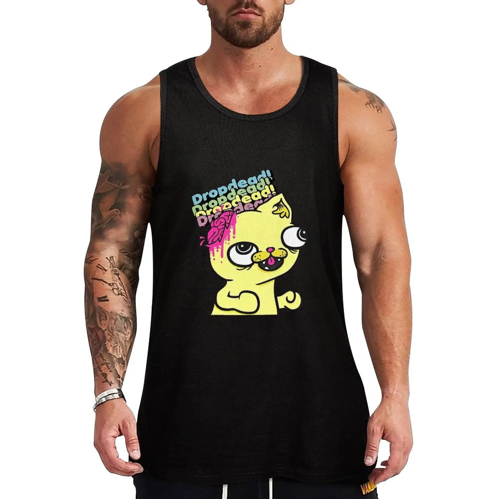 Dropdead Cat Tank Top Sweat Wicking Tank Top Gym Workout Quick Dry Shirt