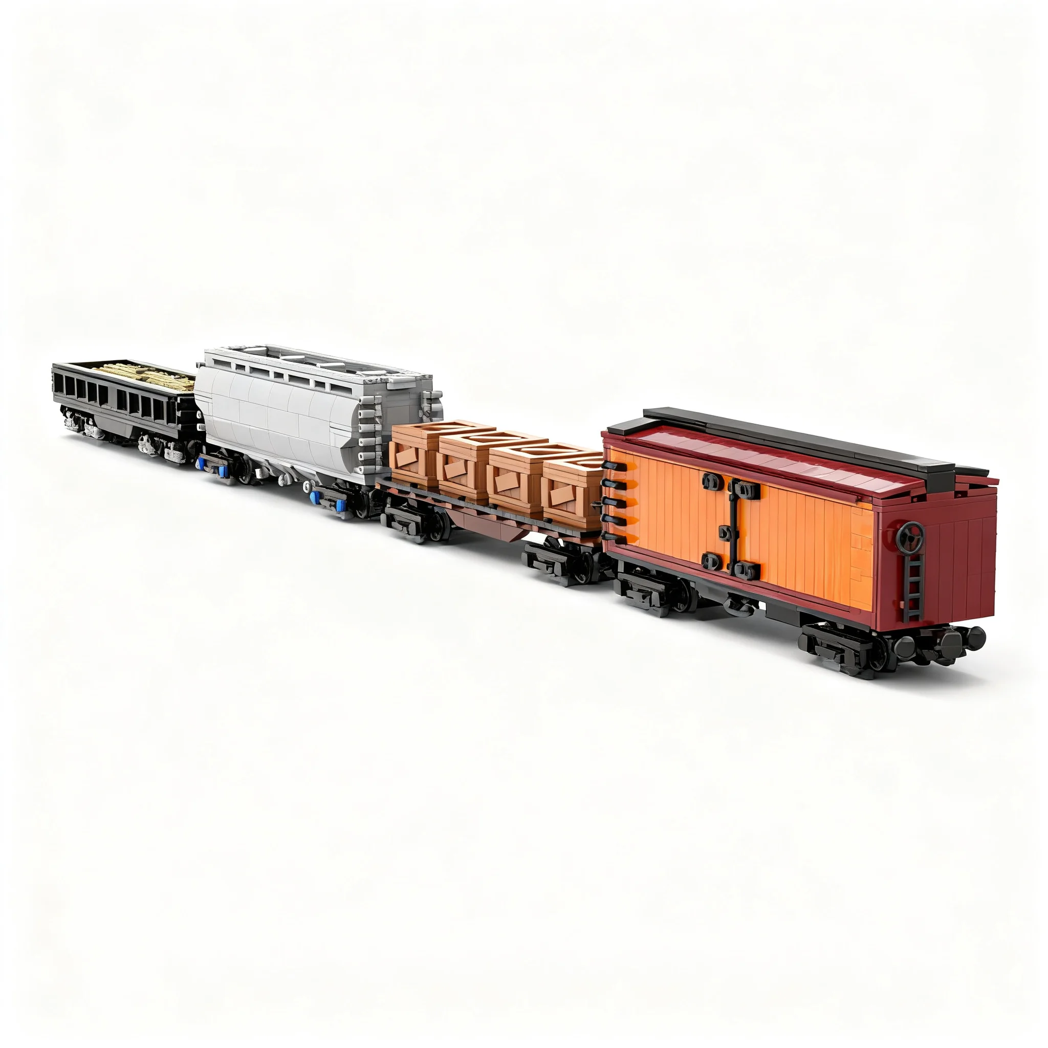 1888pcs MOC Train RC Ultimate 4-Car 40' American Freight Pack Bundle Model Christmas Gift Decorative Home Display Shelf Accent
