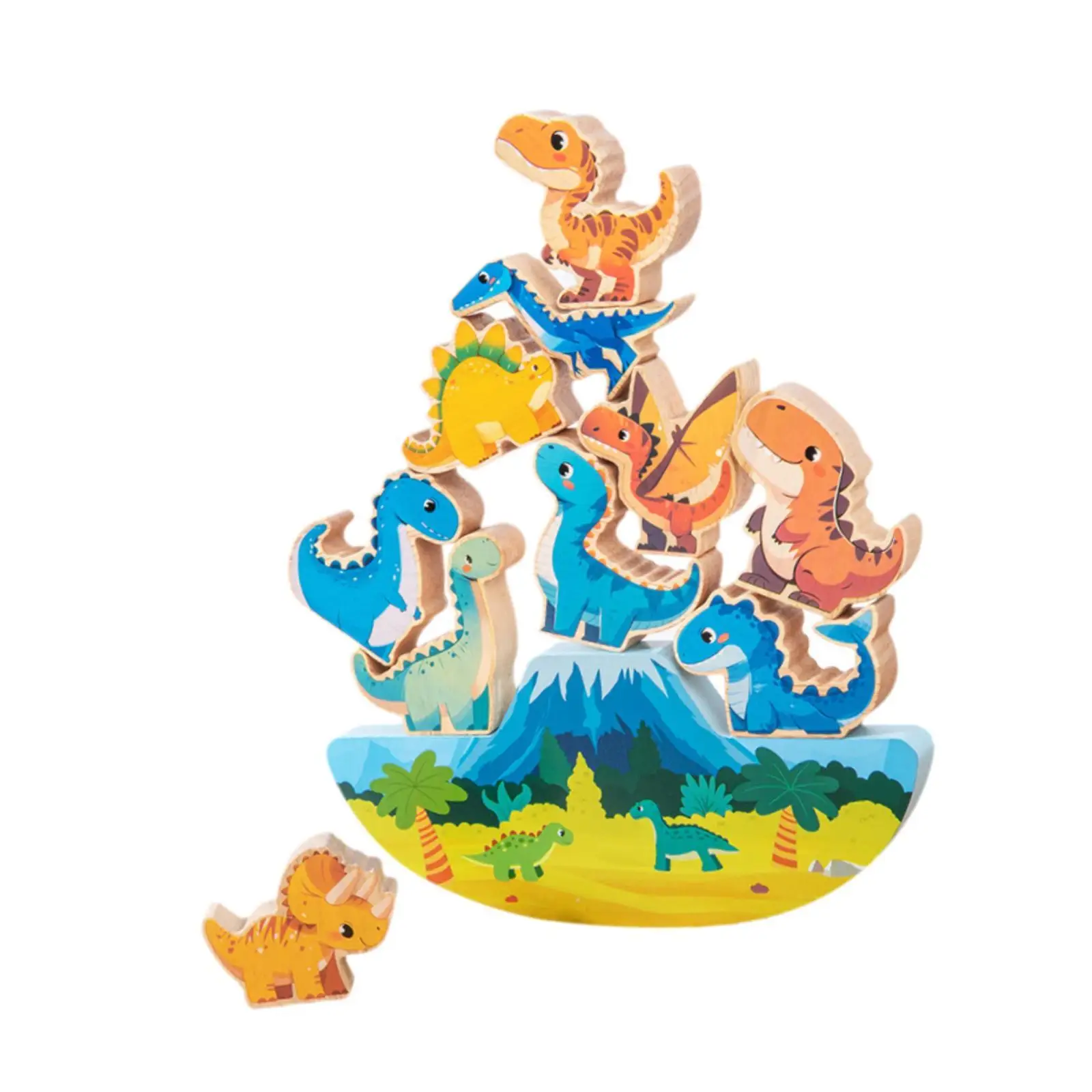 Juguetes apilables de dinosaurios de madera, juguete de equilibrio de aprendizaje preescolar, juguete sensorial educativo para niños, niños y niñas, regalo de cumpleaños